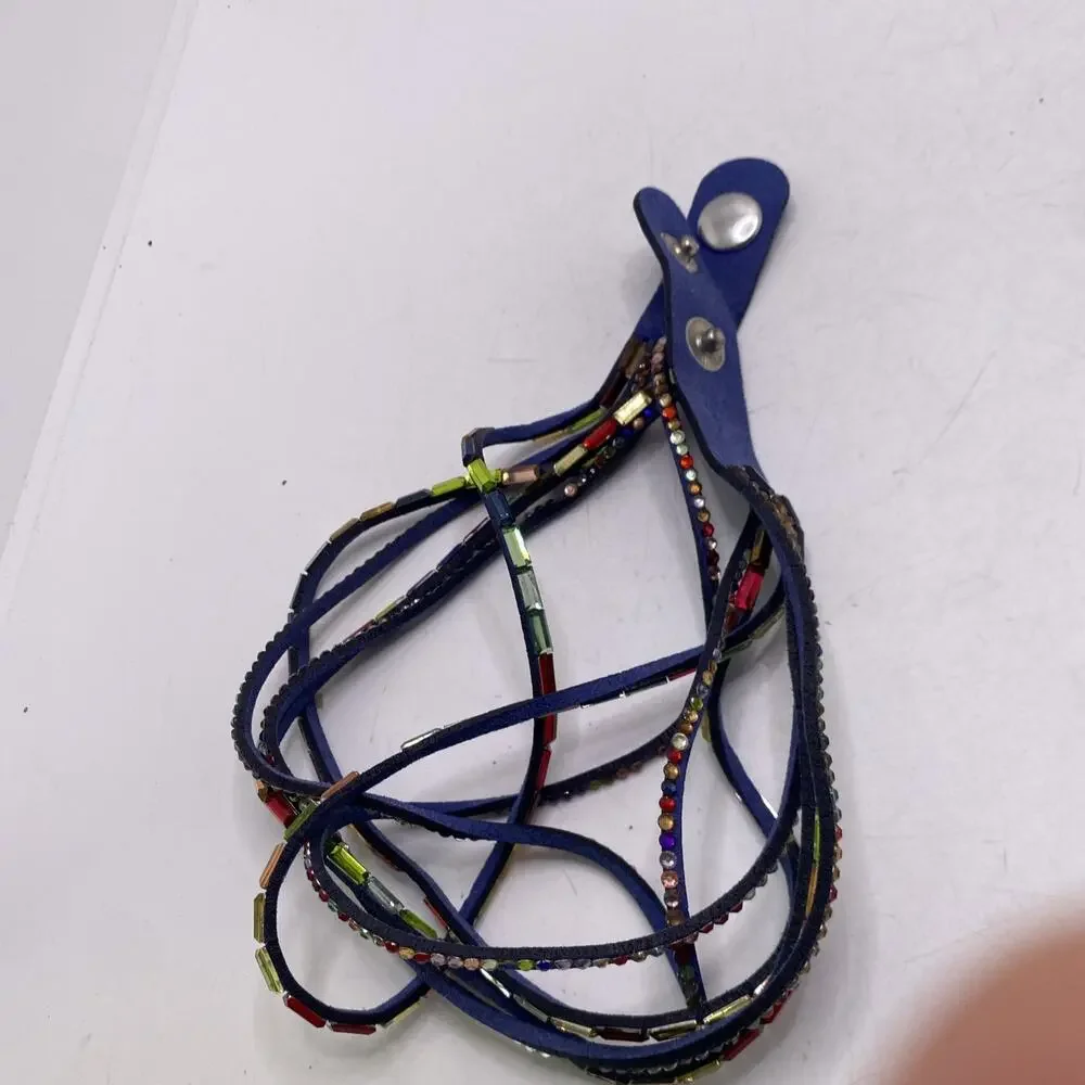 Womens Colorful Wrist Wrap Gem Bracelet